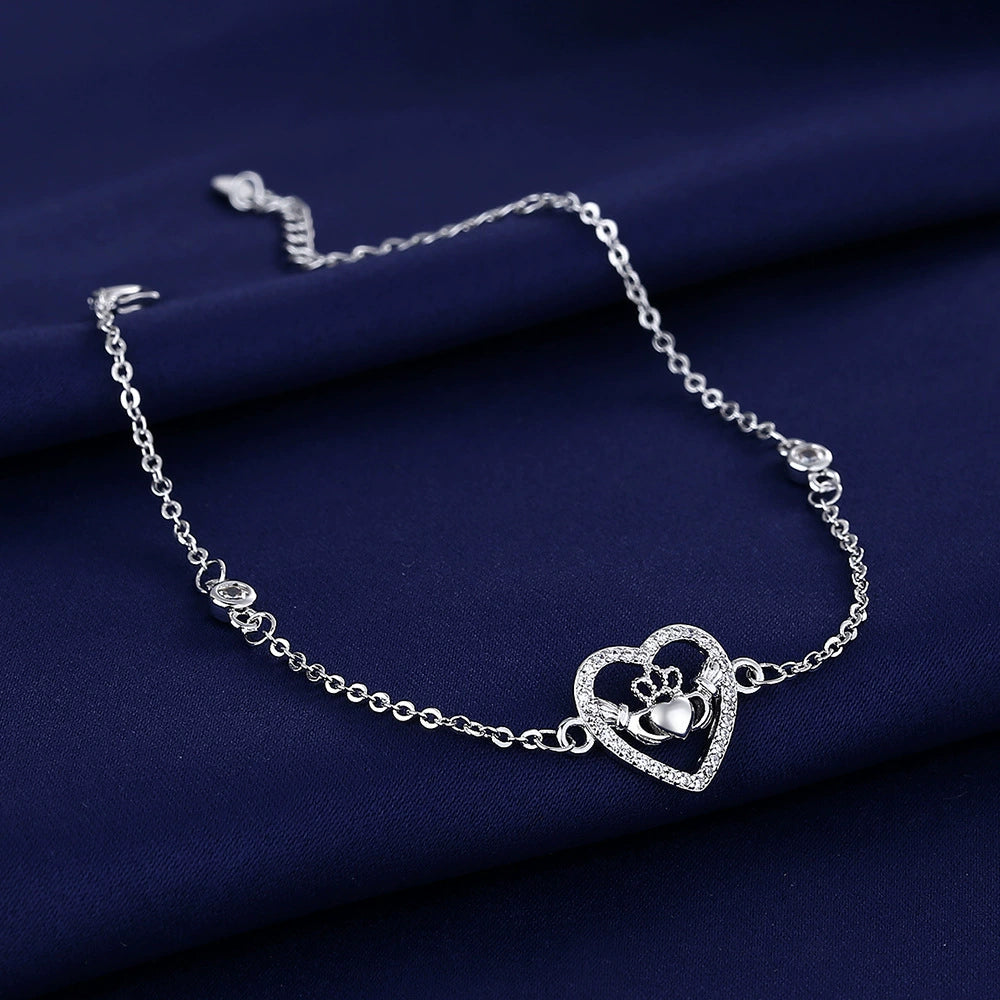 Ricady Jewel Heart & Crown Crystal Bracelet - Minimalist Sparkly Style for Teens & Girls