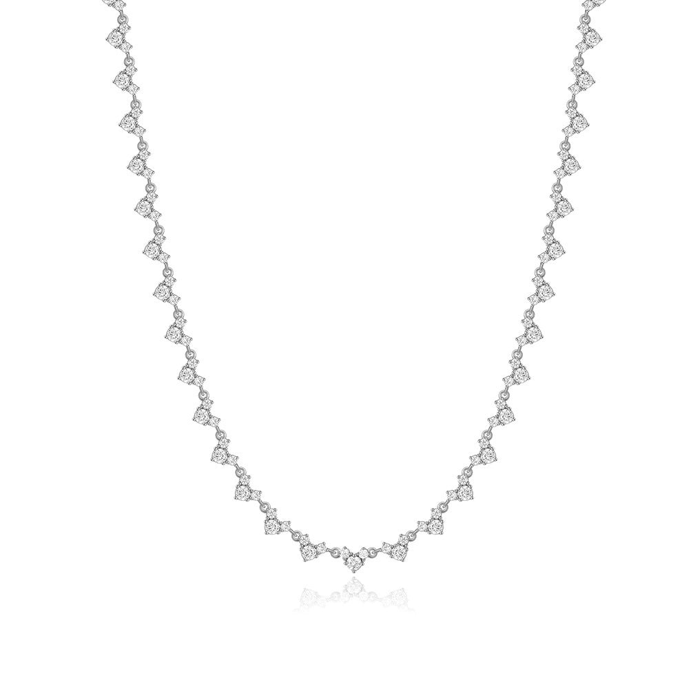 Ricady Jewel S925 Sterling Silver Ins European-American Fashion New Moissanite Clavicle Necklace - Niche Women's Jewelry Set for Layering
