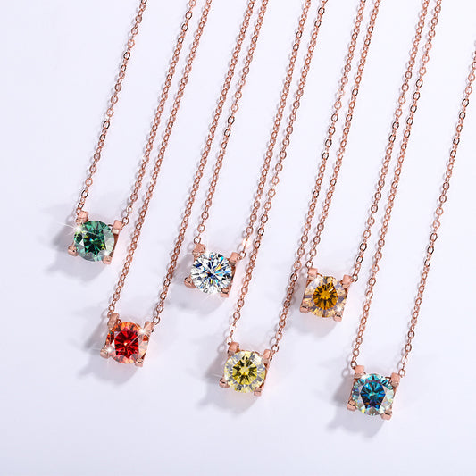 Ricady Jewel 925 Silver Plated PT950 Gold 1CT Moissanite Classic牛头 Pendant Necklace