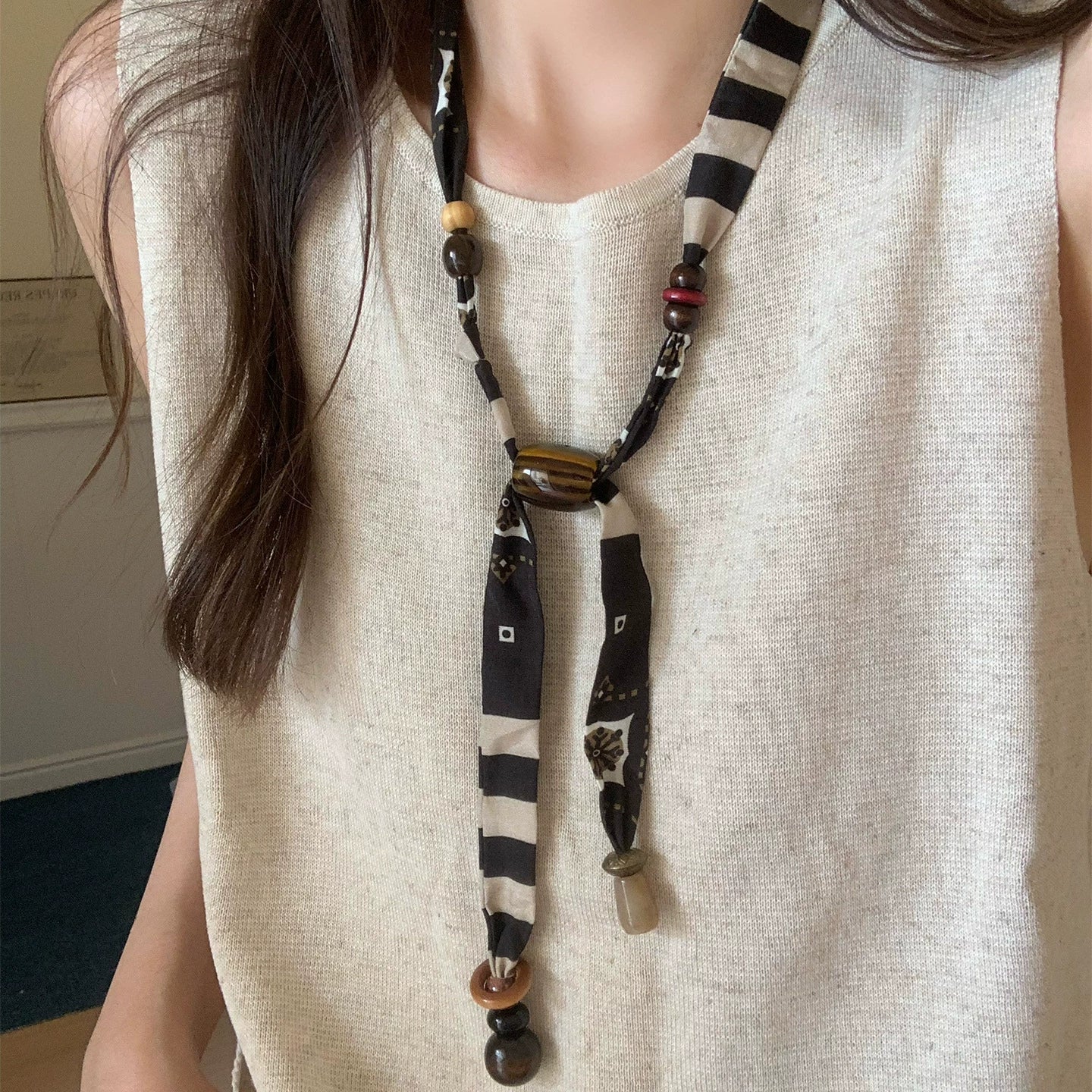 Maillard Aesthetic Acrylic Pendant Sweater Necklace - 50+ Styles