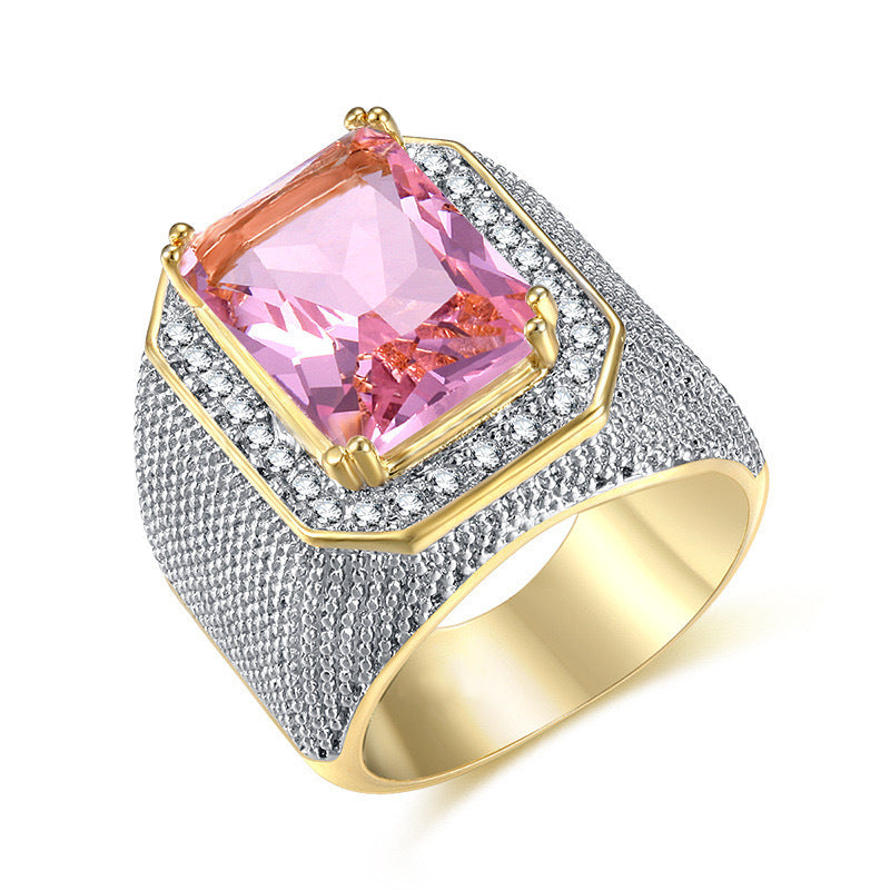 Ricady Jewel Hip Hop Square Zircon Ring - Men’s Luxury Sapphire Style