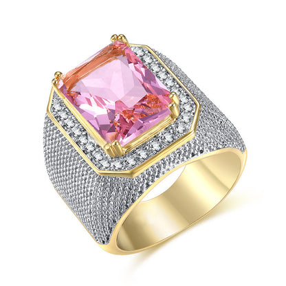 Ricady Jewel Hip Hop Square Zircon Ring - Men’s Luxury Sapphire Style