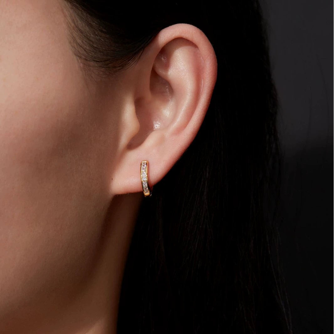 Princess-Cut Moissanite Hoop Earrings in Sterling Silver for Women — Modern Elegance