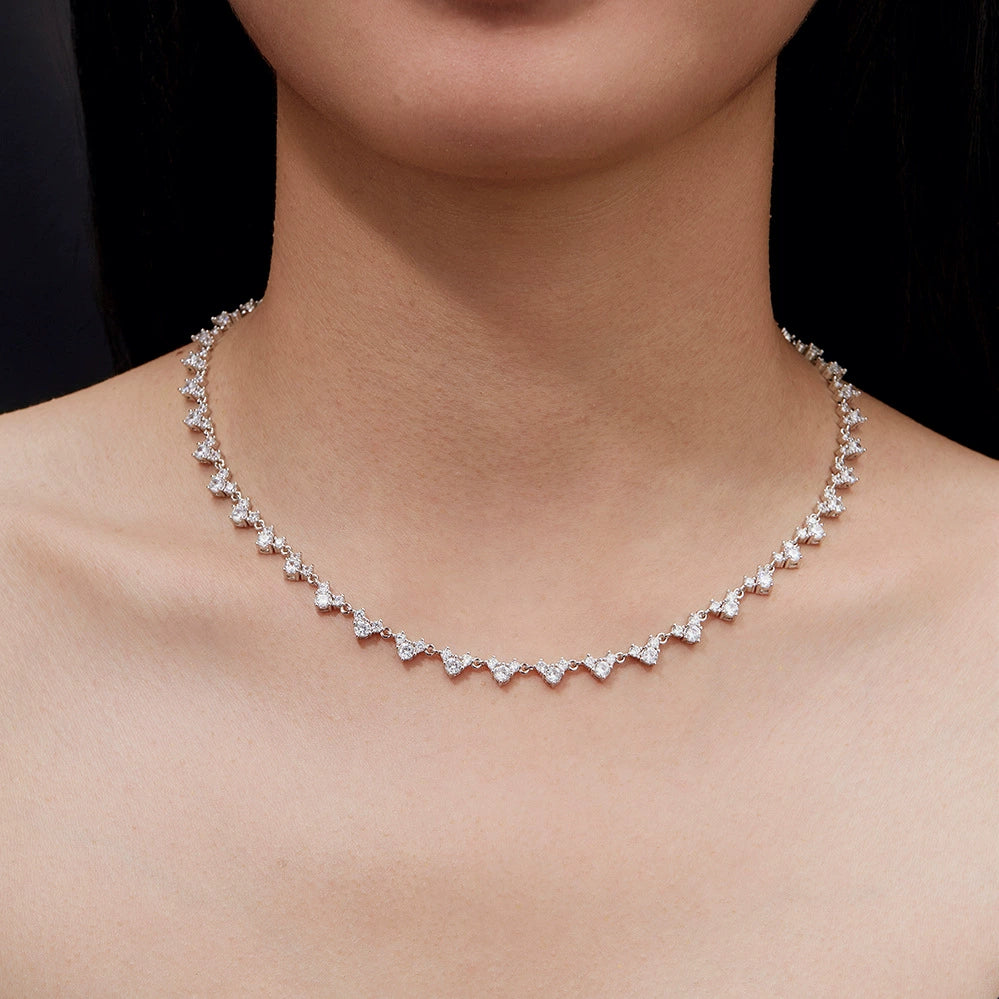 Ricady Jewel S925 Sterling Silver Ins European-American Fashion New Moissanite Clavicle Necklace - Niche Women's Jewelry Set for Layering