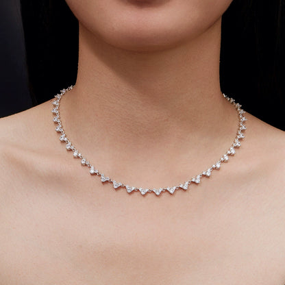 Ricady Jewel S925 Sterling Silver Ins European-American Fashion New Moissanite Clavicle Necklace - Niche Women's Jewelry Set for Layering