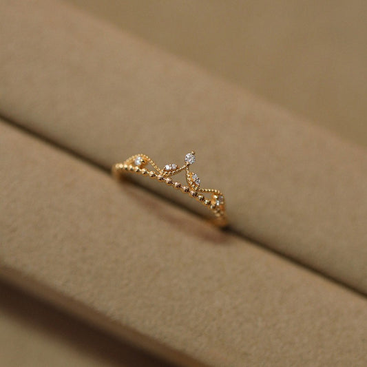 Luxury Micro-Pave Zircon Crown Ring - Princess Court Style