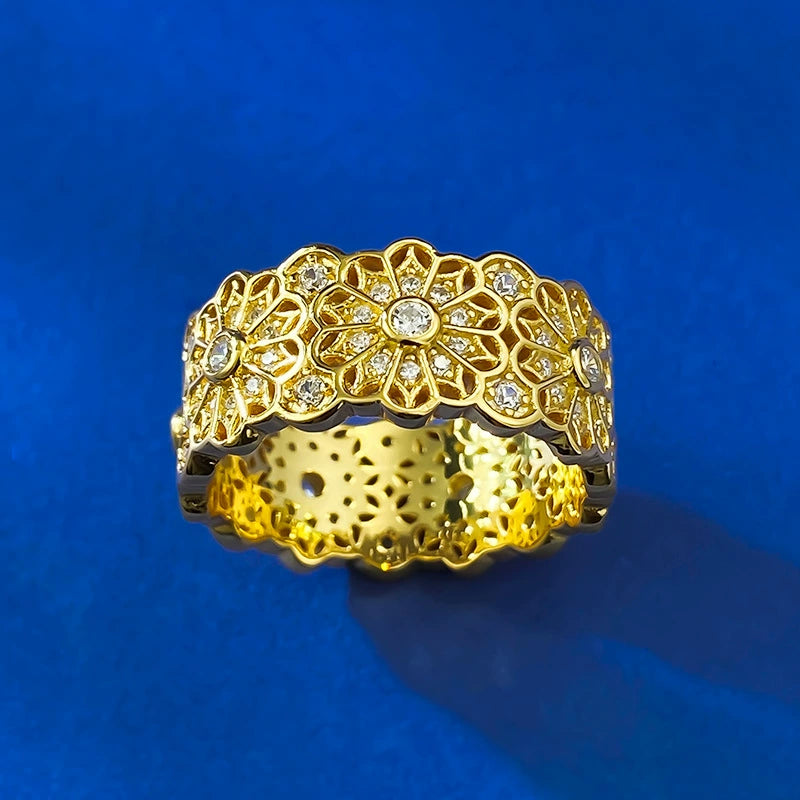 Luxury 925 Sterling Silver Retro Hollow Ring for Women