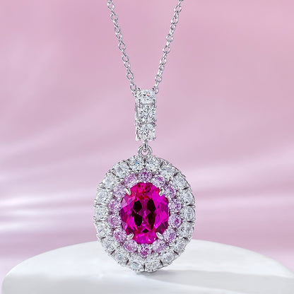Valentine's Rhodolite Rose Pendant 8x10mm Oval