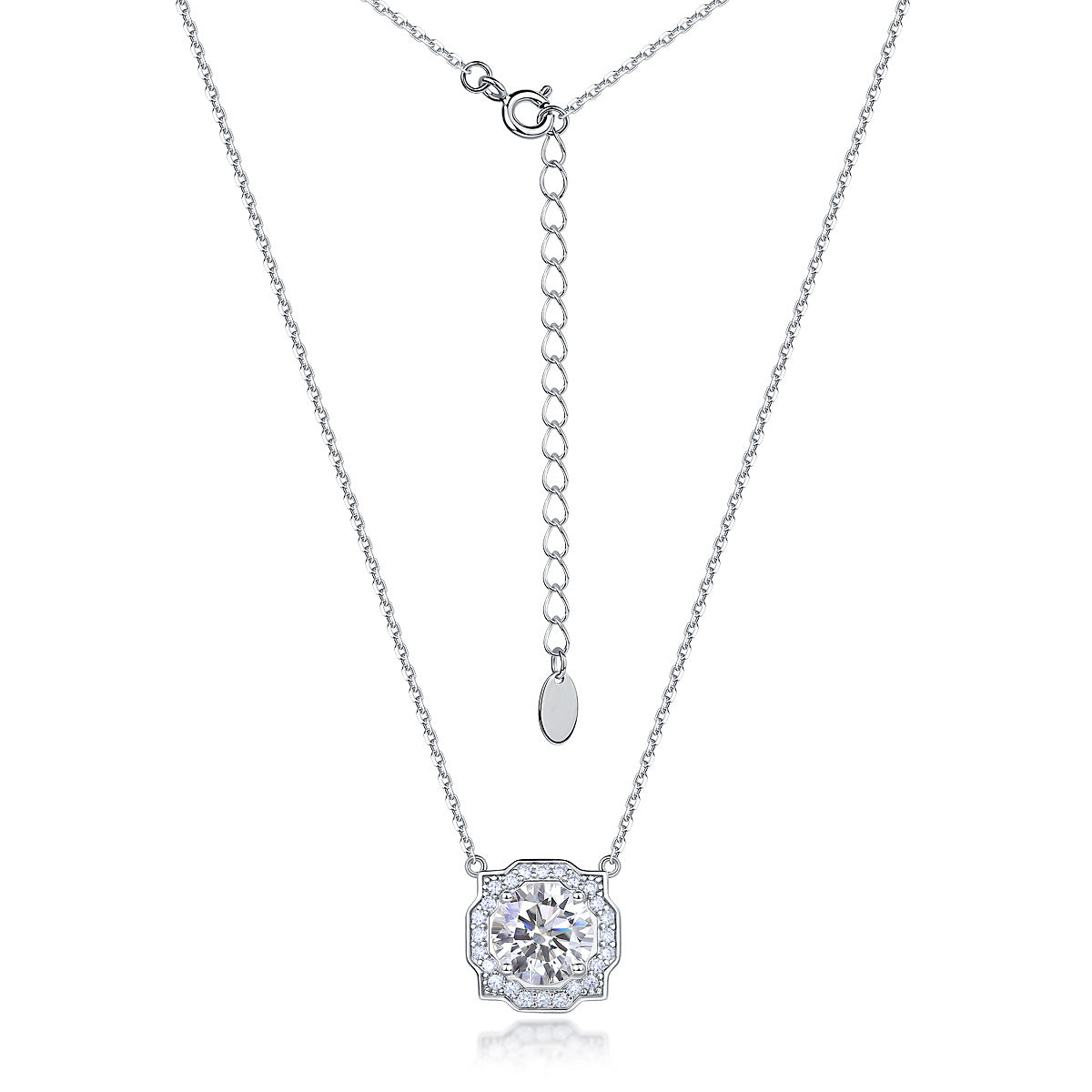 Ricady Jewel S925 Sterling Silver 1 Carat Moissanite Pendant - Women's Classic In-Stock Clavicle Chain