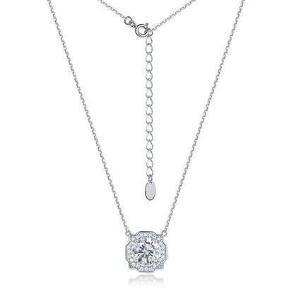 Ricady Jewel S925 Sterling Silver 1 Carat Moissanite Pendant - Women's Classic In-Stock Clavicle Chain