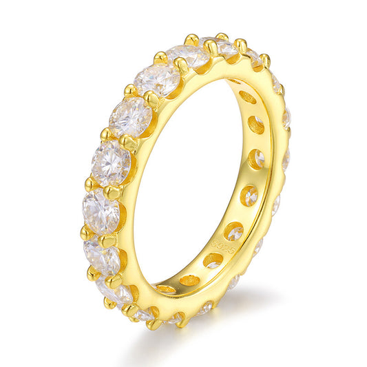 4MM Single Row Inlaid Hip-Hop Ring - High-End Trendy Brand Couple Fashion Ring