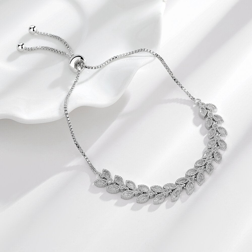 Wheat Leaf Stretch Bracelet in Sterling Silver for Women — Everyday Harvest
