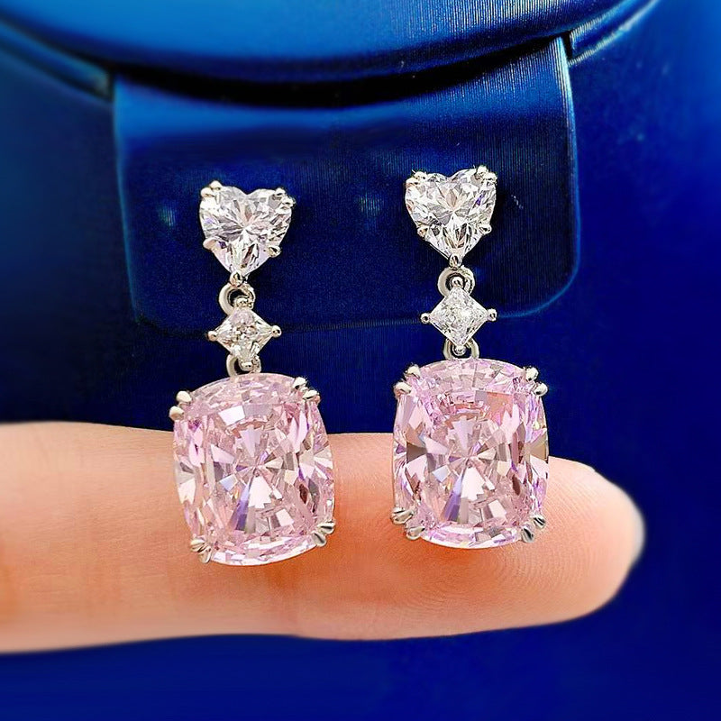 Sparkle & Versatile 11CT High Carbon Diamond Square Earrings