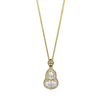 Ricady Jewel S925 Silver 1.5CT Egg-Shaped Diamond Gourd Necklace | 0.8CT Water Drop Inlay