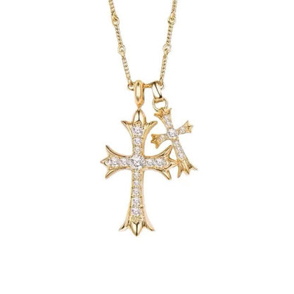 Double Cross Geometric Choker Necklace | Punk Style Alloy Chain