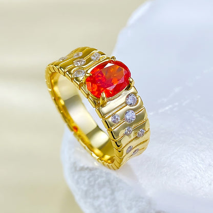 Fanta Orange Ice-Cut S925 Silver Ring - Elegant Women's Jewelry