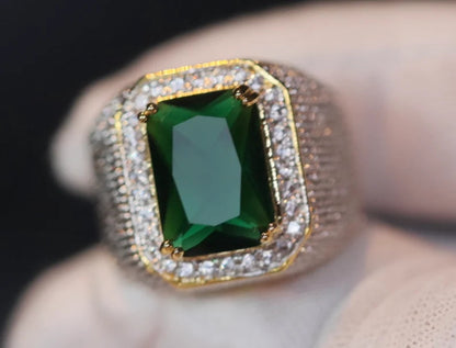 Ricady Jewel Hip Hop Square Zircon Ring - Men’s Luxury Sapphire Style