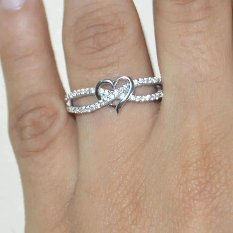 Luxury Micro-Pavé Infinity Heart Ring - Minimalist Design