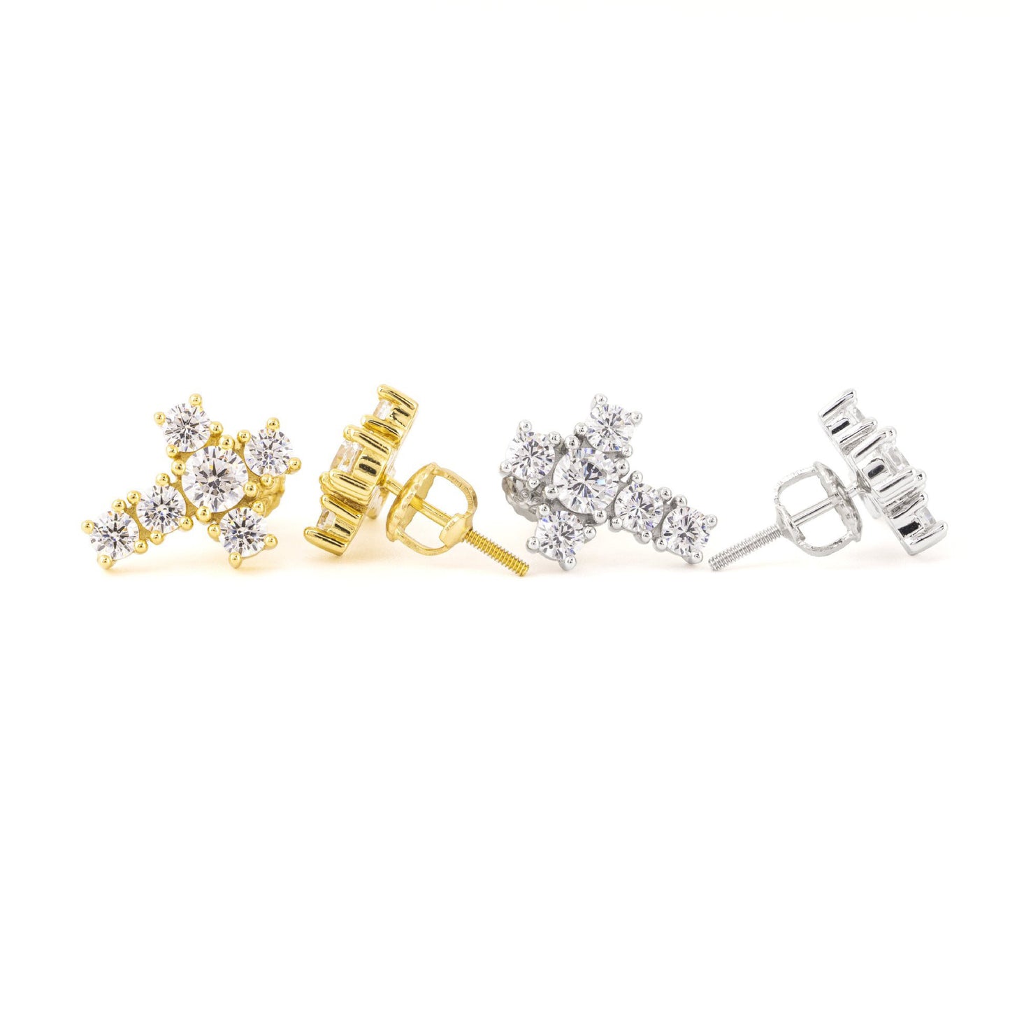 Ricady Jewel Unisex Hip Hop Cross Stud Earrings with Zircon for Everyday Wear