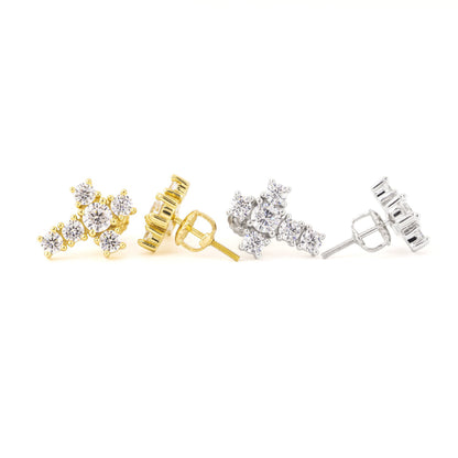 Ricady Jewel Unisex Hip Hop Cross Stud Earrings with Zircon for Everyday Wear