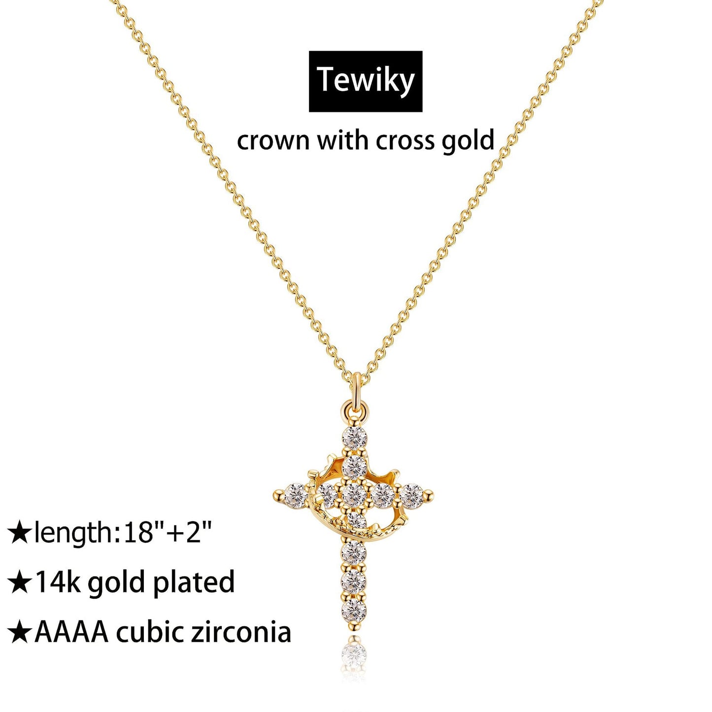 Crown Cross Pendant Necklace in Copper - European Fashion Style
