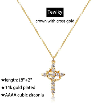 Crown Cross Pendant Necklace in Copper - European Fashion Style