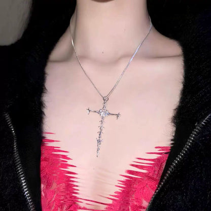Skull Cross Pendant Necklace - Edgy Minimalist Design