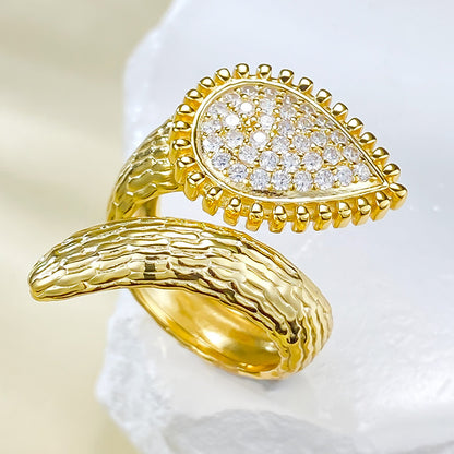 Bohemian Style Ring | Simulated Diamond Snake Wedding Band EU/US Ins Vibe