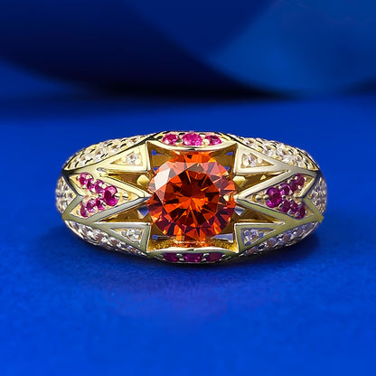 S925 Silver Fanta Orange Ring | 1CT Luxe Round Cut