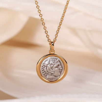Hercules Ancient Coin Pendant Necklace in 925 Sterling Silver