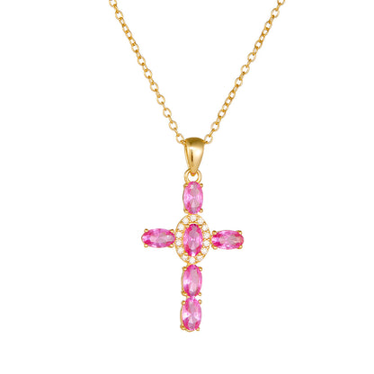 Diamond Cross Pendant Necklace in 925 Sterling Silver