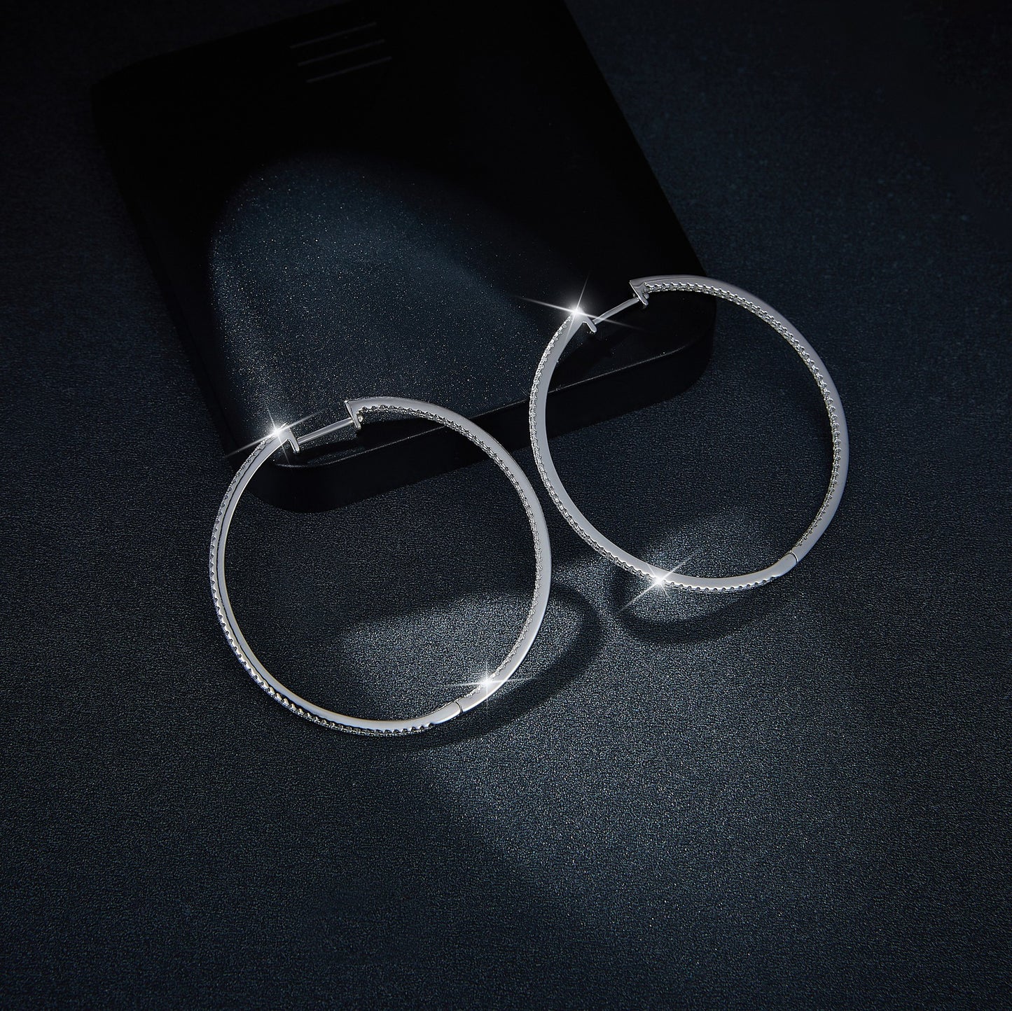 S925 Silver 50mm Hoop Earrings 18K Gold Plated with Moissanite