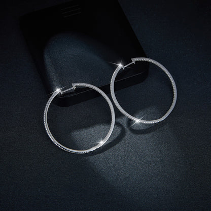 S925 Silver 50mm Hoop Earrings 18K Gold Plated with Moissanite
