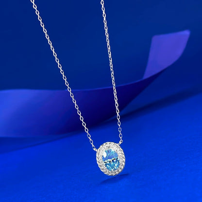 Ricady Jewel S925 Silver Necklace - 1.5ct Sky Blue Pendant, Adjustable Chain