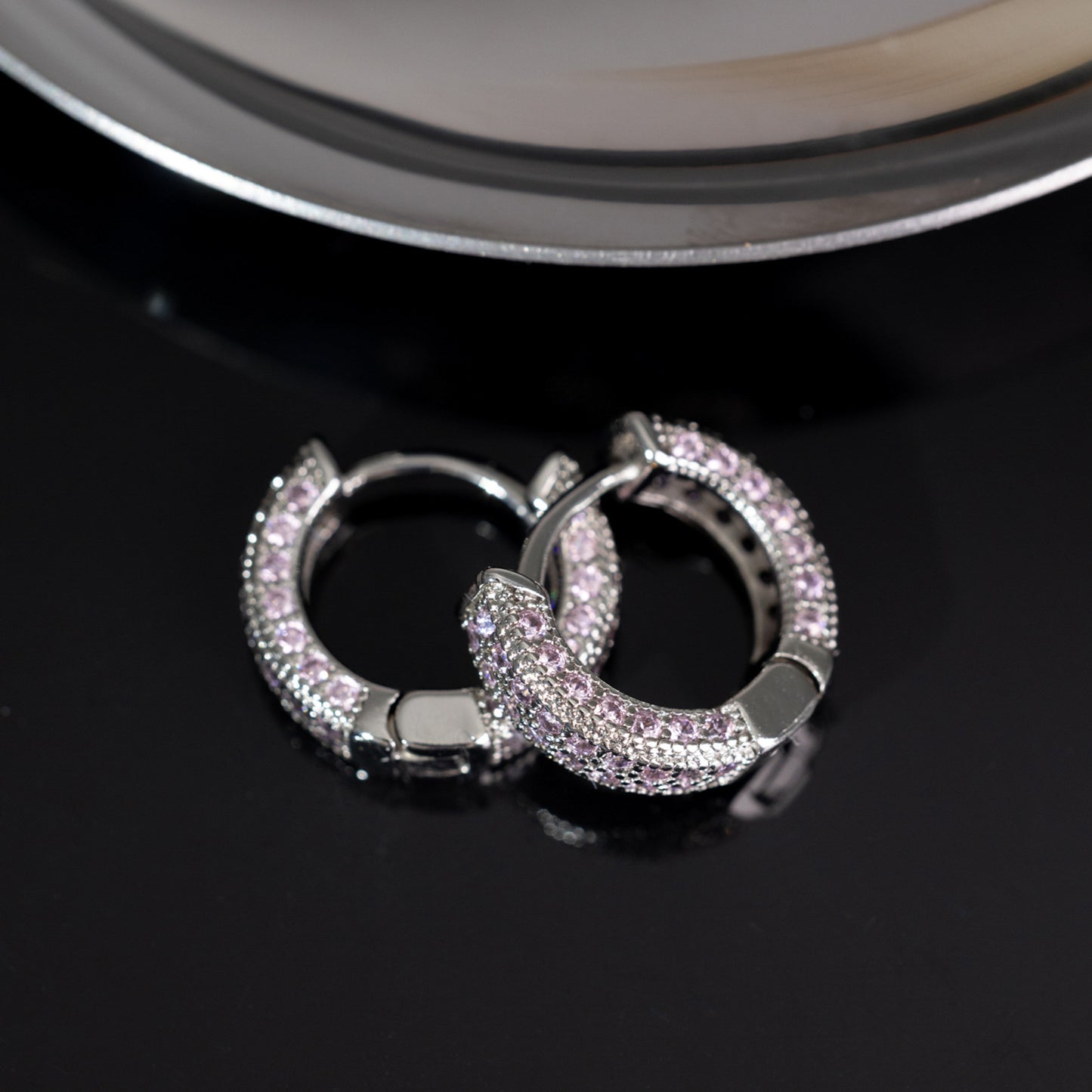 Diamond Stud Hoop Earrings - Unisex Hip Hop Classic Circle Earrings