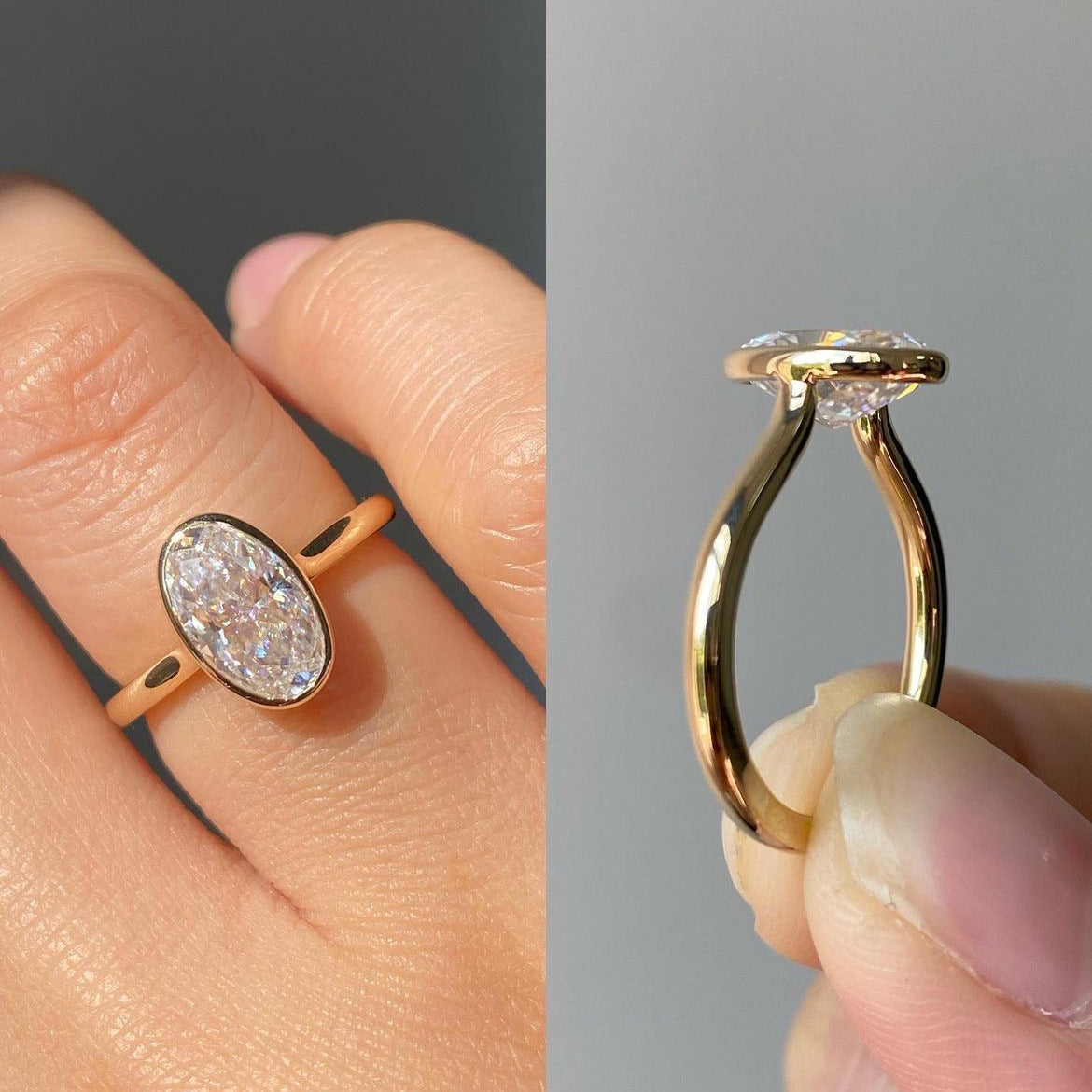 Ins Style Women's Commute Ring - Luxury Niche Geometric Design with 7×10 Egg Zircon Inlay