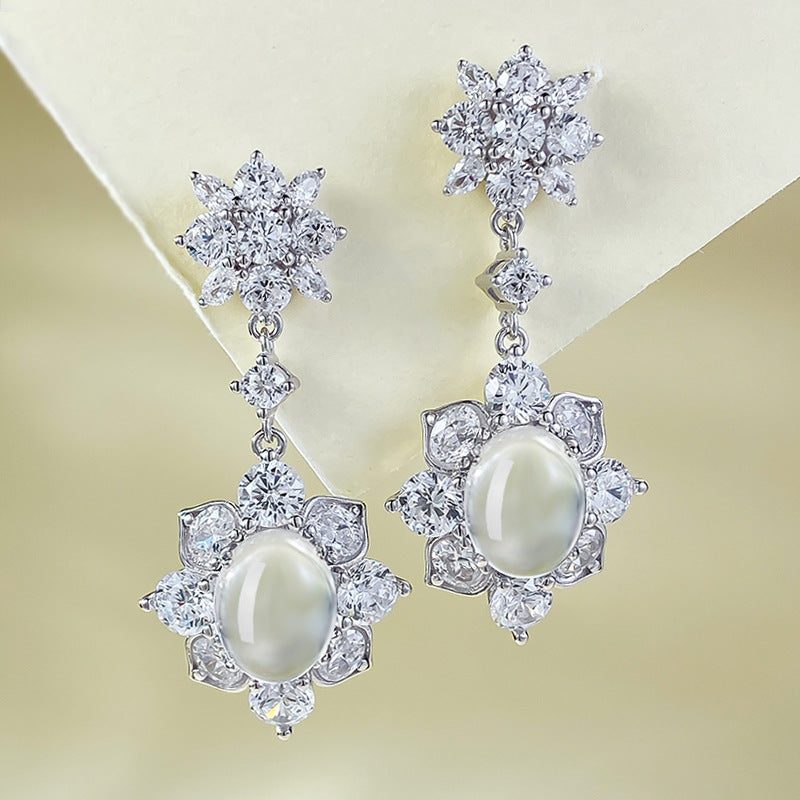 Diamond-Embedded 925 Silver Earrings with "Ruyi" Element – Timeless Elegance &amp; Good Fortune