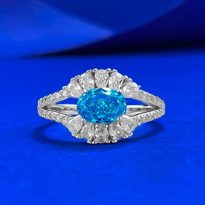 925 Silver 5*7mm Aquamarine Cabochon Ring - Chic Minimalist Style