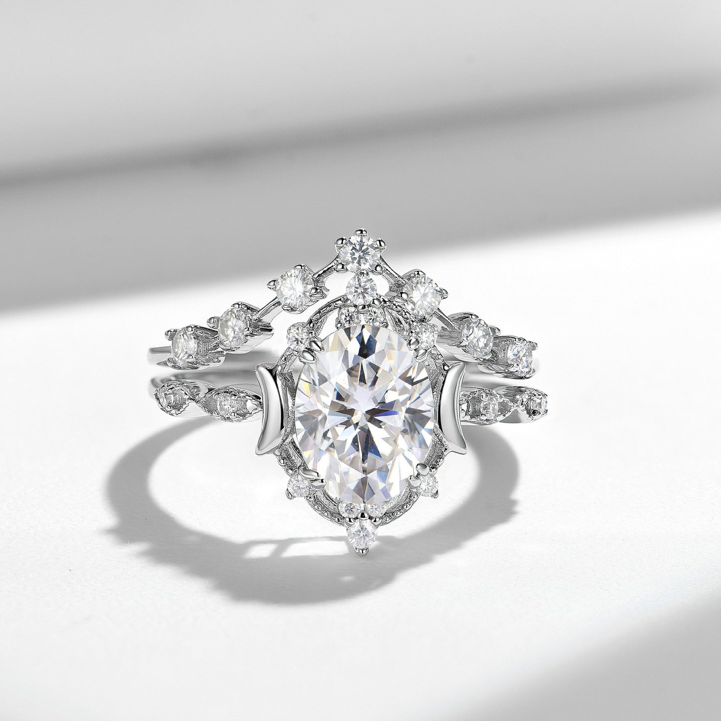 2CT Oval Moissanite Ring, 925 Sterling Silver Plated 18K Gold