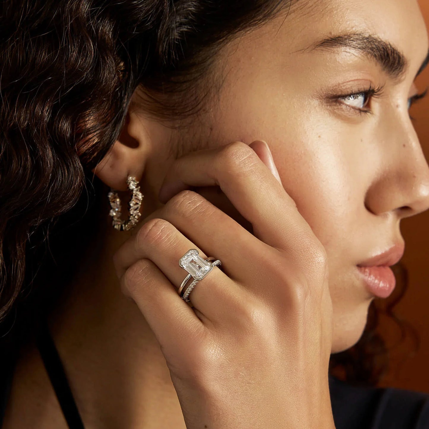 Ricady Jewel Lab Created Diamond Ring, 925 Sterling Silver Gold-Plated - Classic Stackable Design for Women