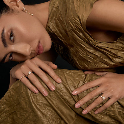 Ricady Jewel Lab Created Diamond Ring, 925 Sterling Silver Gold-Plated - Classic Stackable Design for Women