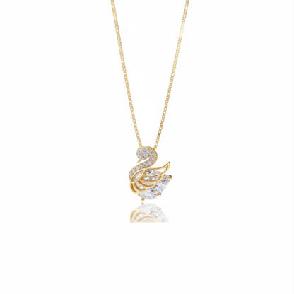 Swan Necklace Rose Gold Sterling Silver Zirconia Pendant for Women