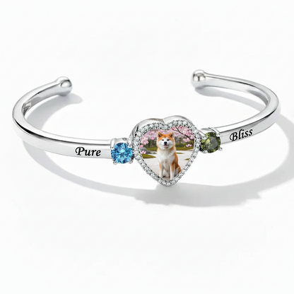 Delicate Heart Locket Bangle — Adjustable Fit, Timeless Sparkle B4004
