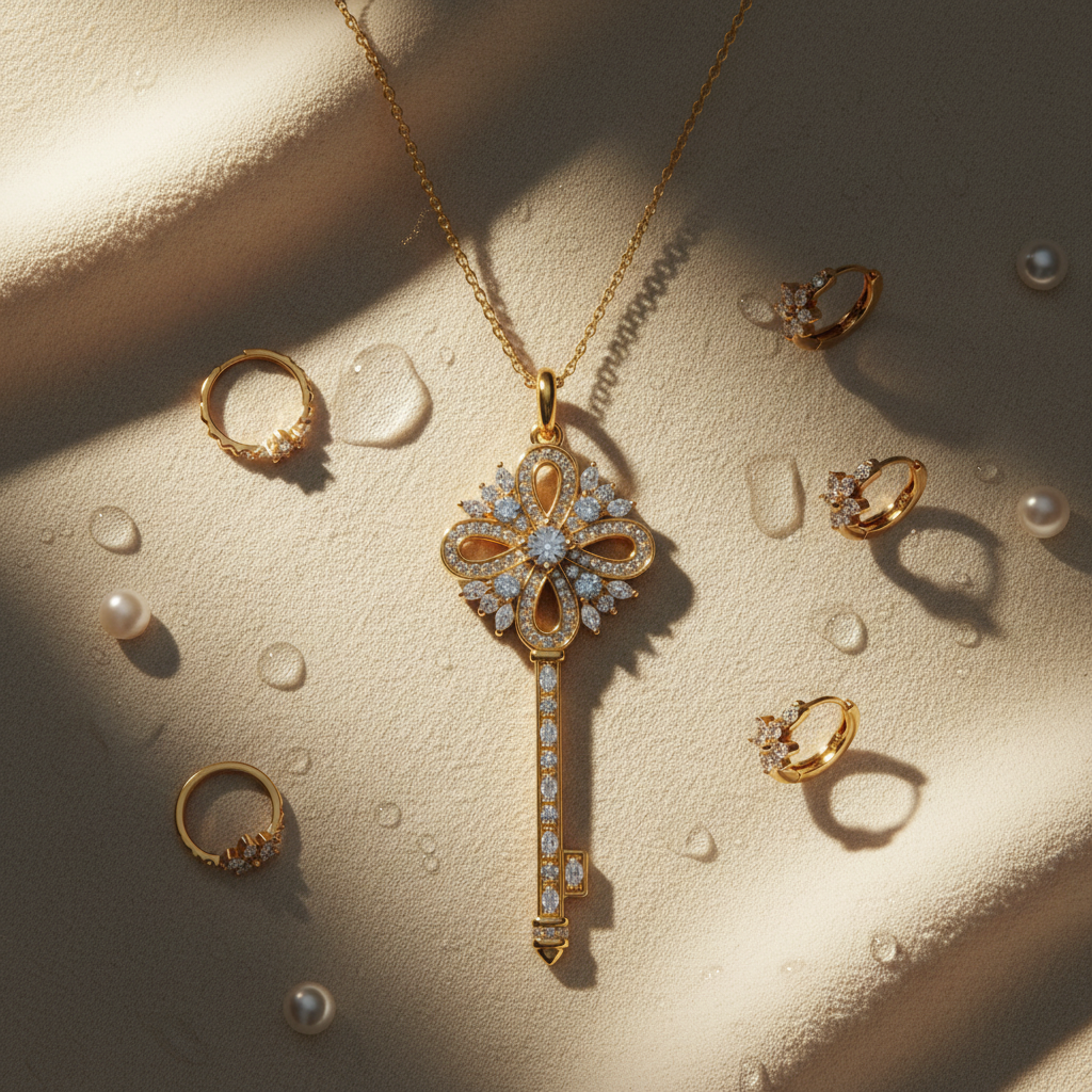 Atmospheric Flat Lay with Jewelry