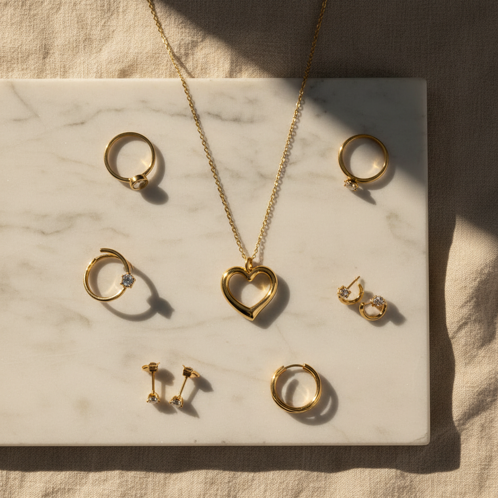 Atmospheric Flat Lay with Jewelry