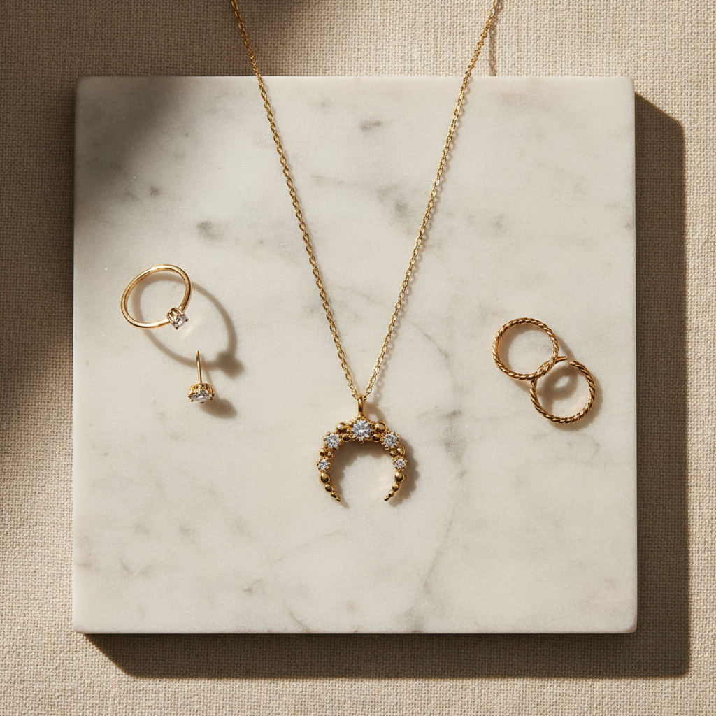 Atmospheric Flat Lay with Jewelry