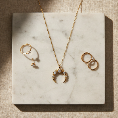 Atmospheric Flat Lay with Jewelry