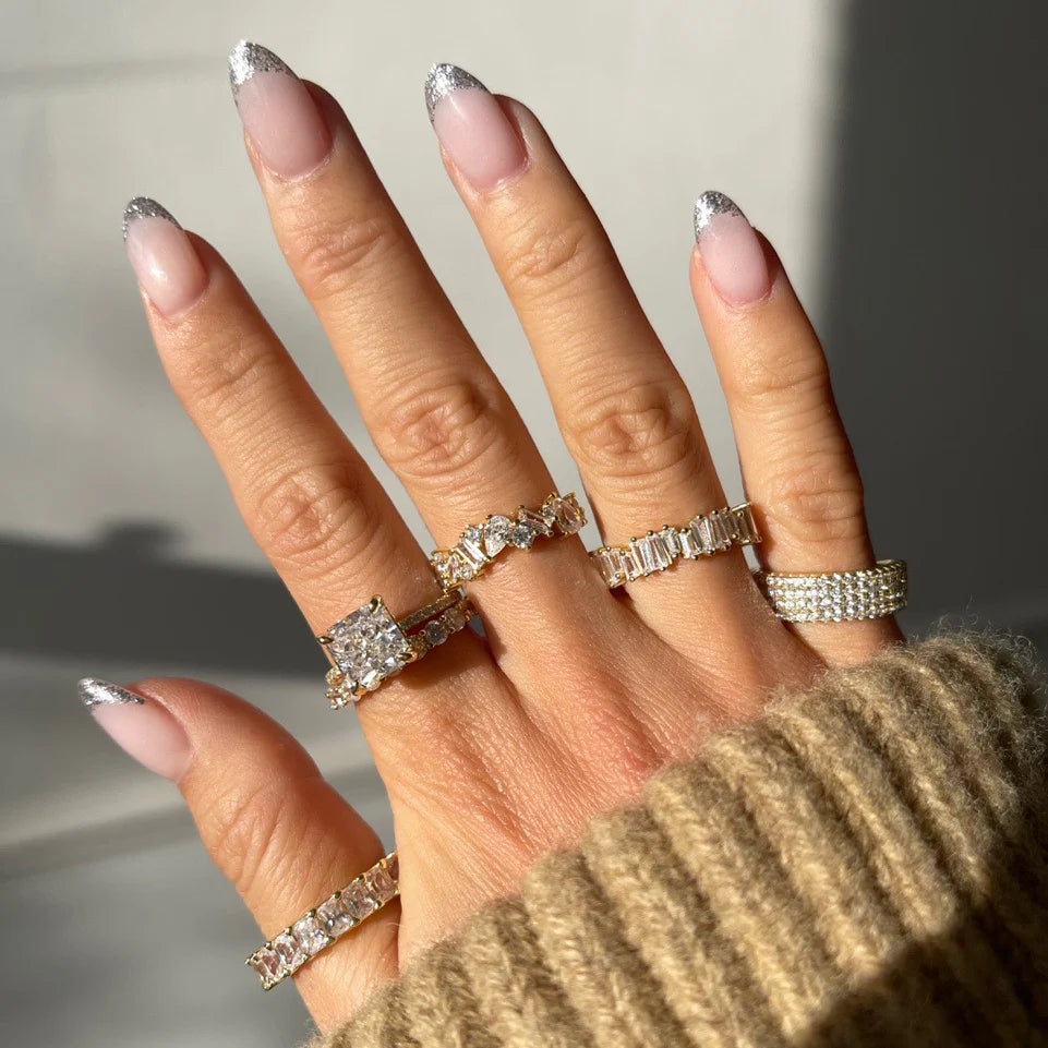 Ricady Jewel Mixed-Cut Cubic Zirconia Statement Ring, 925 Sterling Silver Band for Women, Size 4-10