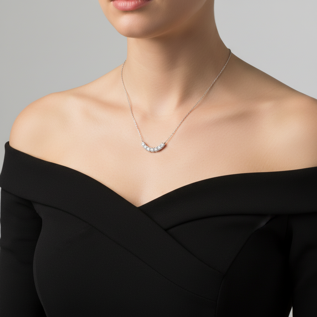 Black off-shoulder model