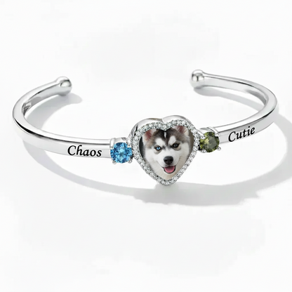 Delicate Heart Locket Bangle — Adjustable Fit, Timeless Sparkle B4007